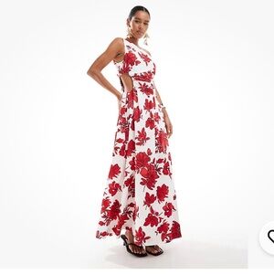 Abercrombie & Fitch Red Floral Maxi Dress